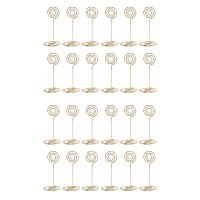 24x Table Number Card Holders Photo Holder Stands Place Paper Menu Clips, Circle Shape (Gold)