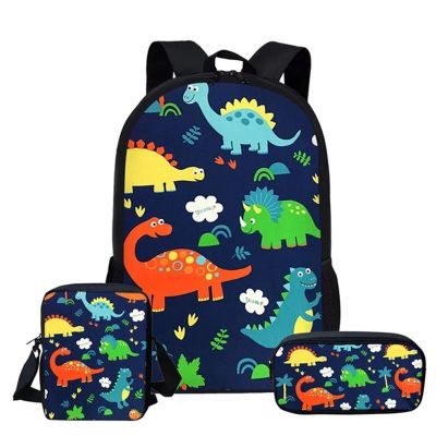 2023 New Dinosaur Backpack Crossbody Bag Pencil Case Primary Middle School Students Boys Girls Cartoon Dinosaur Schoolbag