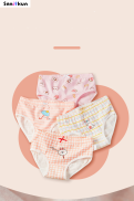 4 pieces Girls Underwear Class A Combed Cotton Briefs Antibacterial Bottom