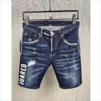 Fashion Mens Letter Printing Denim Fabric Shorts Trendy Casual Slim Fitting moto&amp;Biker High Street Hole Shorts Jeans D11-1