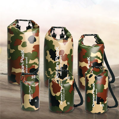 Camouflage Waterproof Folding Pvc Dry Rolltop Backpack Rafting Treking Bucket Beach Sport Bags For Kayak Swimming Fishing