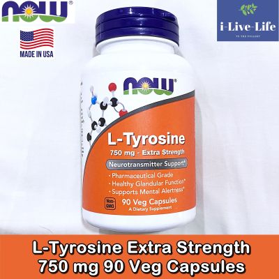 แอล-ไทโรซีน L-Tyrosine Extra Strength 750 mg 90 Veg Capsules - Now Foods