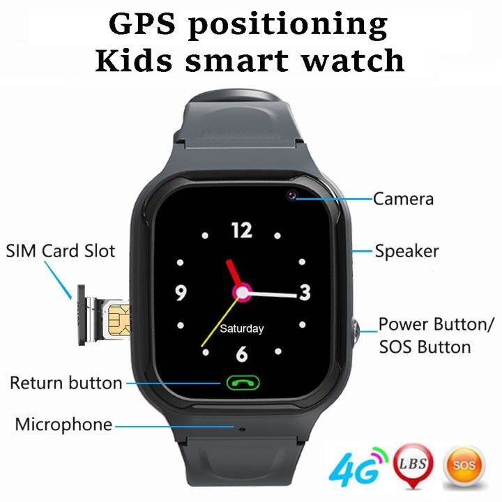 ZZOOI 4G Sim Card GPS Smart Watch Kid watch Phone SOS Call Back Monitor