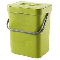 Trash Can with Lid Green Trash Can Plastic Waste Basket Hanging Waste Bin for Bathroom/Office,Waste Compost Bin for Kitchen Small Garbage Can for Bedroom 0.8 Gallon