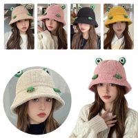 DISTRESSSTORE74RE9หมวกกบกำมะหยี่5สีให้ความอบอุ่นสำหรับผู้หญิง Topi Bucket กลางแจ้งหมวกชาวประมงขนเฟอร์หมวกกบหมวกฤดูหนาว