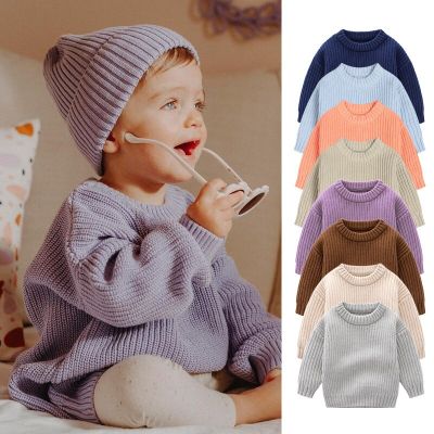 Winter Childrens Sweaters Toddler Thicken Warm Knitwear Boys Fashion O-neck Cotton Sweaters Baby Girls Soldi Color Pullovers