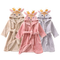 Children Christmas deer bathrobe girls Flannel pajamas Baby cartoon sleepwear infantil robe kids Christmas gift for girl and boy