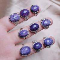 1PC Women 39;s Jewelry Natural Charoite Rings Adjutable Oval Dragon Purple Crystal Rings Party Anniversary Wedding Healing Random