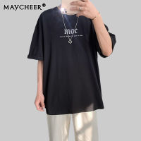 MAYCHEER เสื้อยืดผุ้ชาย ฤดูร้อนลายหมากรุกแขนสั้นผู้ชาย หลวมและยืดหยุ่น สวมใส่สบายและเย็นสบาย