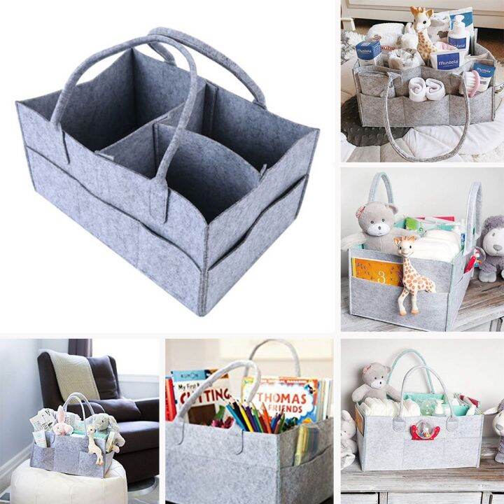 INTIMI Felt Basket Tote Bag Nappy Bag Foldable Container Diaper Bag