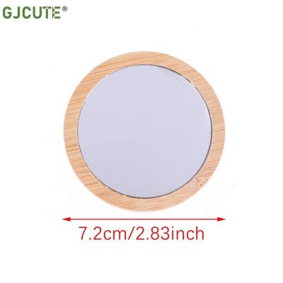 1PC Small  Wood Makeup Mirror Portable Mirror Round Cosmetic Mirror Pocket Compact Mirror Travel Accessories Women Beauty Tool Mirrors