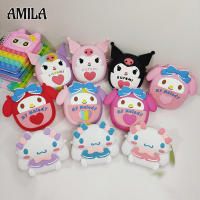 AMILA กระเป๋าหิ้วกระเป๋าสะพายไหล่สำหรับเด็ก Sanrio Kuromi อบเชยเมโลดี้กระเป๋าซิลิโคนของสุนัข