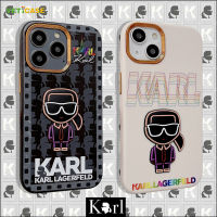 3D Cool แฟชั่น Karl Electroplate หนัง3 In 1เคสโทรศัพท์สำหรับ Apple iPhone 14 13 12 11 Pro Max Soft ซิลิโคน Anti-Drop ป้องกันปกหลังโทรศัพท์มือถือกรณีสีดำสีขาว