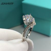 Classic 925 Sterling Silver Brilliant Cut Pass Diamond Tester 2 Carat D Color Moissanite Crown Ring for Women Elegant Jewelry