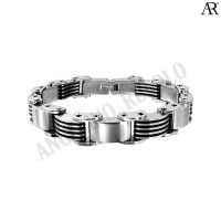 ANGELINO RUFOLO Bracelet ดีไซน์ Five Stacks สร้อยข้อมือผู้ชาย Stainless Steel 316L(สแตนเลสสตีล)คุณภาพเยี่ยม สีเงิน