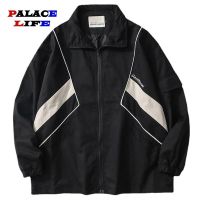 American Retro Tactical Jacket Mens Korea Color Matching High Street Loose Casual Sports Baseball Uniform Preppy Hip Hop Coat