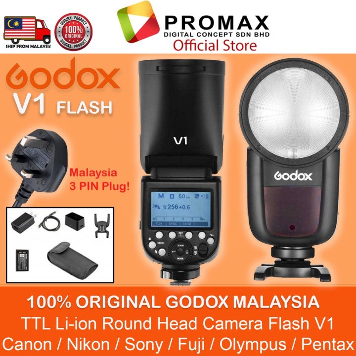 Godox V1 V1C V1-N Flash Speedlight Round Flash TTL Li-ion Battery