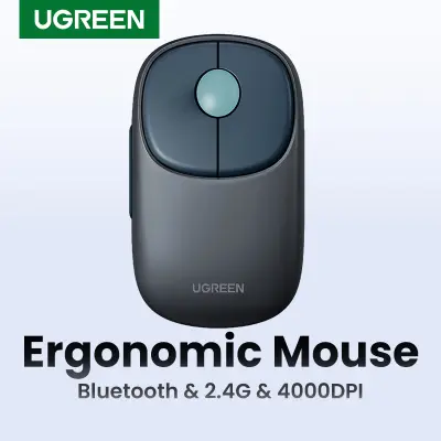 UGREEN Bluetooth Mouse Rechargeable 2.4G Wireless Ergonomic Mouse 4000 DPI Silent For MacBook Tablet Laptop Mute Mice Quiet Mouse Model: 90538