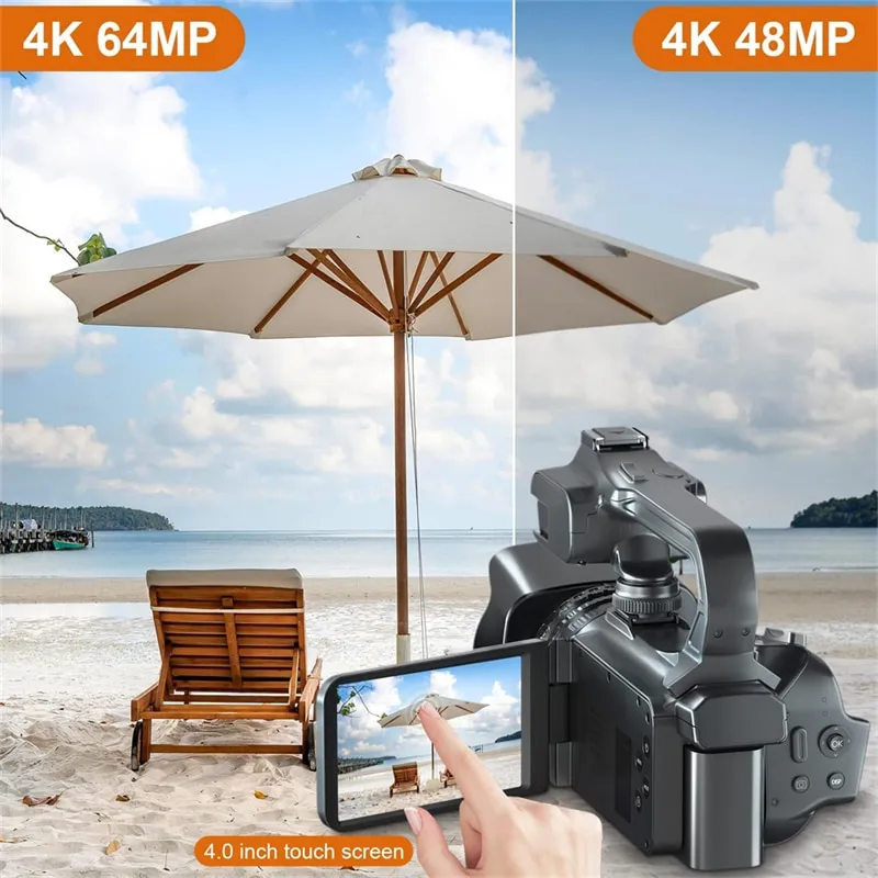 KOMERY  Camcorder 4K Ultra HD camera Camcorders 64MP Streaming Camera  4.0Touch Screen Digital Video Camera