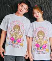 เสื้อยืด คอกลม ลายไทย สีขาว ลายพระพิฆเนศเสวยอาหาร เนื้อผ้าคอตตอนแท้ 100% ใส่ได้ทั้งผู้ชายและผู้หญิง แฟชั่นวัยรุ่น ใส่สบาย ไม่ร้อน เท่ๆ