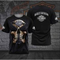 2023 new design- ใหม่ เสื้อยืด พิมพ์ลาย Harley-Davidson 3D สําหรับผู้ชาย ไซซ์2023