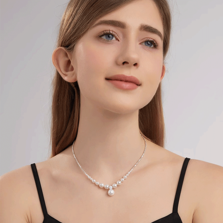 Broken Silver Pearl Necklace, Dainty Pearl Pendant Necklace Bracelet,  Square Heart Silver Clavicle Chain Choker Pearl Necklace Jewelry for Women  Girls (C#Bracelet + Necklace) : Amazon.ca: Clothing, Shoes & Accessories