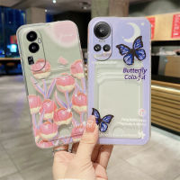 เคสใหม่ขายดี OPPO Reno10 Pro + Plus Reno8 T 8Z 8 Pro / OPPO A98 A78 4G 5G เคสโทรศัพท์มือถือดอกทิวลิปโรแมนติกพร้อมเคสนิ่มที่ใส่บัตรฝาปิดด้านหลังเลนส์ป้องกันกล้องเต็มรูปแบบ