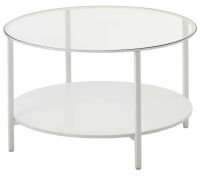 วิทท์เชอ โต๊ะกลาง, ขาว/แก้ว 75 ซม.(VITTSJÖ Coffee table, white/glass 75 cm)