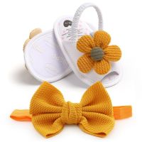 Trendy Baby Girl Sandals with Flower Embellishments - Non-Slip Sole and Bowknot Headband 0-18 Months