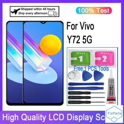 สำหรับ Vivo Y72 5กรัม V2041แผงหน้าจอทัชสกรีนจอแสดงผล LCD แบบสัมผัสหน้าจอ