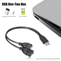 【In-Stock】 A PlusY USB ทีเสียบยูเอสบี USB2.0ตัวผู้ไปจนถึงสอง USB 30ซม. สายไฟต่อสายชาร์จไฟฟ้าเชื่อมต่อสายไฟคอมพิวเตอร์อะแดปเตอร์ที่รองรับ