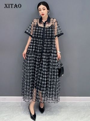 XITAO Dress Casual Loose Women Gauze Print Dress