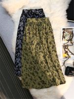 【CW】 Flocking Women  39;s A Skirts 2022 New Floral Printed Waist Straight Classic Umbrella Female