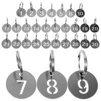 Ajigo【Hot Sale】 30Pcs Number ID Tags Key Chain Stainless Steel Numbered 1-30 Tags Round Shaped Numbered Tags