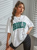 《Danqing family》1898 Brooklyn นิวยอร์กจดหมายวางไหล่ Priting ผ้าฝ้ายผู้หญิงเสื้อยืดวินเทจเสื้อผ้าที่เรียบง่ายหญิงเสื้อยืดที่มีคุณภาพสูง