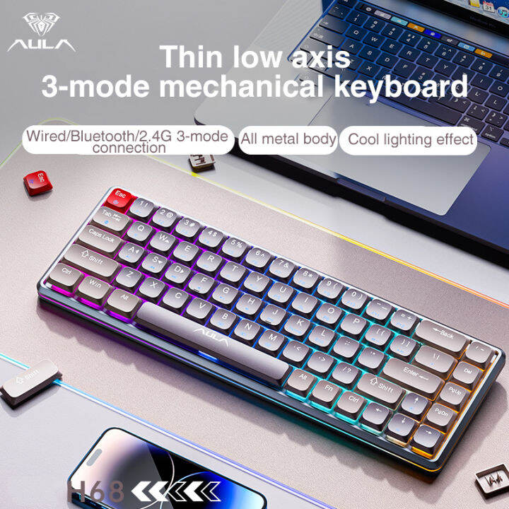 AULA H68 Wireless Mechanical Keyboard 3 Modes Ultrathin Gaming