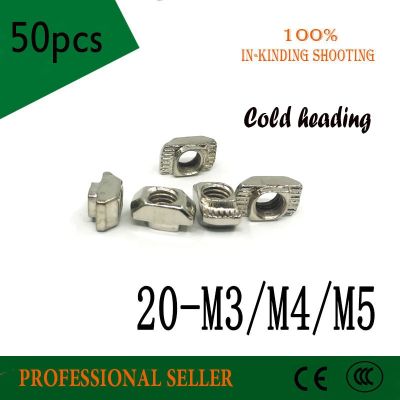 New brands Cold heading 50pcs 20-m3 M4 M5 T-nut Hammer Head Fasten Nut 3D Printer Parts steel for 2020 series T Slot Groove Nails Screws Fasteners