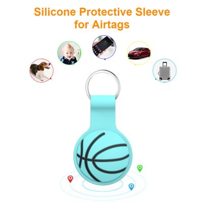 ◘ Silicone Case Basketball Pattern Protective Skin Cover with Key Ring Silicone Protector Bumper Case Compatible for AirTag