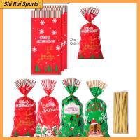 SHIRUI 50PCS ซานตาคลอส ถุงขนมถุง สุขสันต์วันคริสต์มาส คริสต์มาสปีใหม่ กล่องของขวัญปาร์ตี้คริสต์มาส การ์ตูนลายการ์ตูน ตุ๊กตาหิมะสำหรับผู้ชาย ถุงบิสกิต ของตกแต่งงานเลี้ยงวันเกิดเด็ก