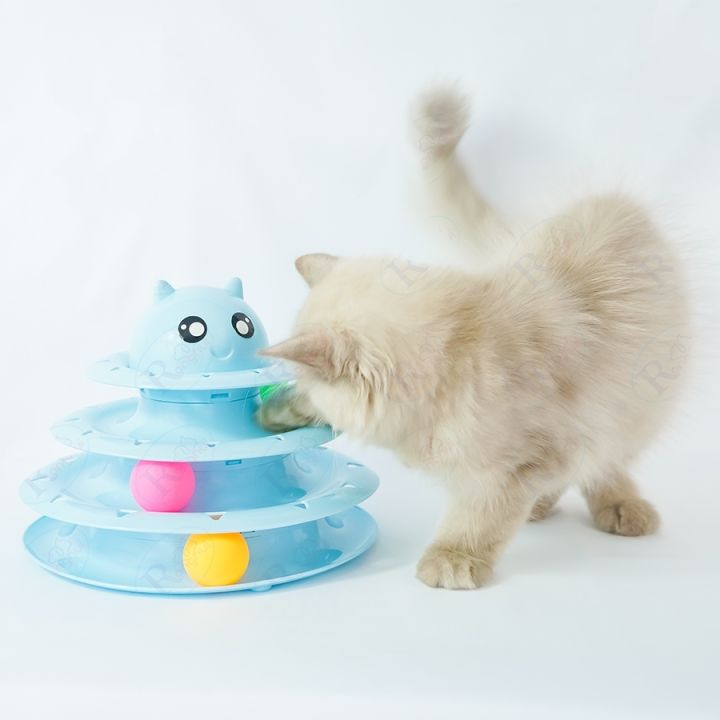 ronghui-รางบอลแมว-ของเล่นรางบอล-ขนาด-23-x-21-cm-ของเล่นแมว-3-ชั้น-ของเล่นเสริมพัฒนาการ-เสริมทักษะ-มี-2-สี-pet-toys-ronghui-pet-house