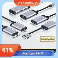 HONEYDEWD แท็บเล็ต กิกะบิตอีเธอร์เน็ต 4K 60Hz RJ45 USB C เป็น VGA ขนาดเล็ก DP ตัวแปลงวิดีโอ รองรับ Type-C TO HDMI อะแดปเตอร์ Thunder-Bolt 3