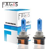 [ANYA Auto Parts] Fagis 2ชิ้น H15 12โวลต์15/55วัตต์สีฟ้าสหรัฐยี่ห้อควอตซ์แก้ว4800พัน Super White ไฟหน้ารถโคมไฟอัตโนมัติหลอดฮาโลเจนหลอดไฟรถยนต์