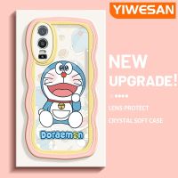 YIWESAN เคสสำหรับ VIVO Y76 5G Y74s Y76s 5G เคสลายโดราเอมอนสีสันสดใสมากเคสมือถือกันกระแทกแบบใสนิ่มเคสโปร่งใสลายกล้องถ่ายรูปสร้างสรรค์ซิลิกาเจลฝาครอบป้องกัน