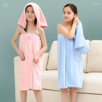 ☃ 100-140cm Children Bath Towel Middle Large Girls Wrap Bath Skirt Absorbent Quick-drying Home Bathrobe Shower Cap Drying Hair Cap