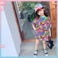 COD DDDGRYTRY Boys and Girls print short-sleeved T-shirt 2021 summer childrens loose Korean style fashionable T-shirt princess dress fashion