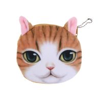 3D Cute Cat Dog Head Zipper Plush Coin Purses Wallet Bag Animal Face Coin Purse Zipper Chain Coin Purse Child Girl Wallet Bag