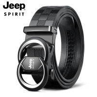 JEEP SPIRIT เข็มขัดผู้ชายใหม่หัวเข็มขัดอัตโนมัติเลเยอร์แนวธุรกิจลำลองเข็มขัดหนังวัวลายสก๊อตปรับความยาวได้เข็มขัดของผู้ชาย