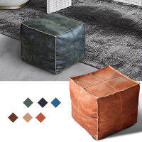 โมร็อกโกหนัง PU Pouf ปักหัตถกรรมที่เรียบง่ายโซฟาออตโตมันที่วางเท้าขนาดใหญ่45เซนติเมตรหนังเทียม Unstuffed เบาะ