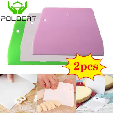 2 Pieces Bowl Scraper Spatula Multipurpose Kitchen Gadgets for Bread Dough  Cake Fondant Icing (Red+Purple)