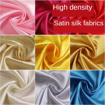 Satin Fabric By The Meter Per for Clothing Gift Box Wedding Lining Dress Skirt Handmade Blue Sequin Textile Cloth White Black